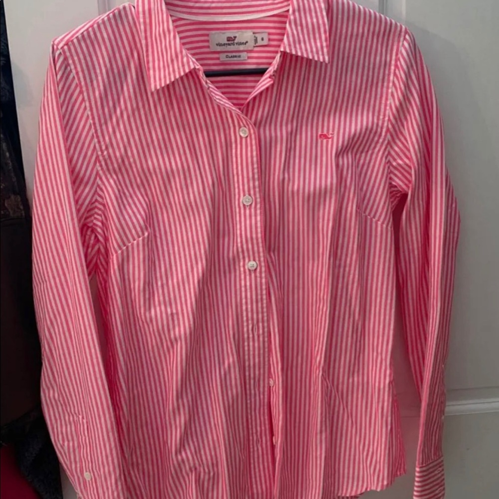 Pink and White Vineyard Vines Button Up